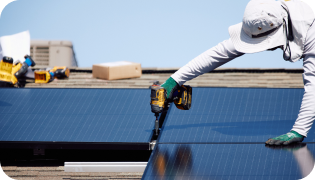 Professional installing solar panels