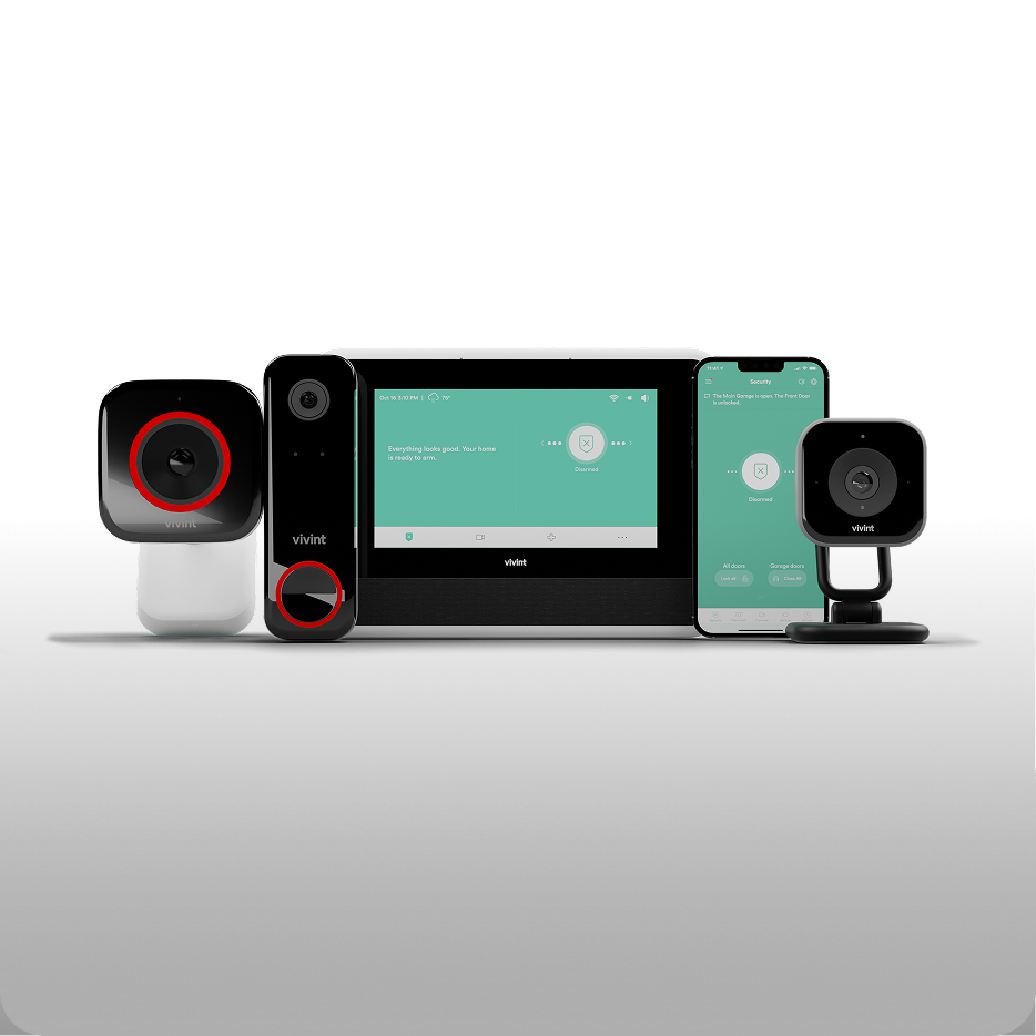 Vivint system product lineup with a white background