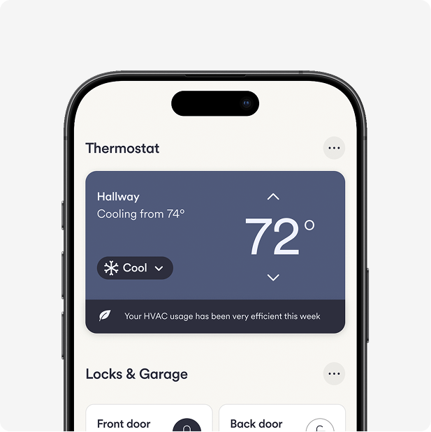 View of the thermostat controls within the Vivint app