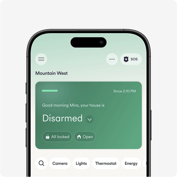 View of security controls within the Vivint app