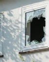 a broke in window looking from outside