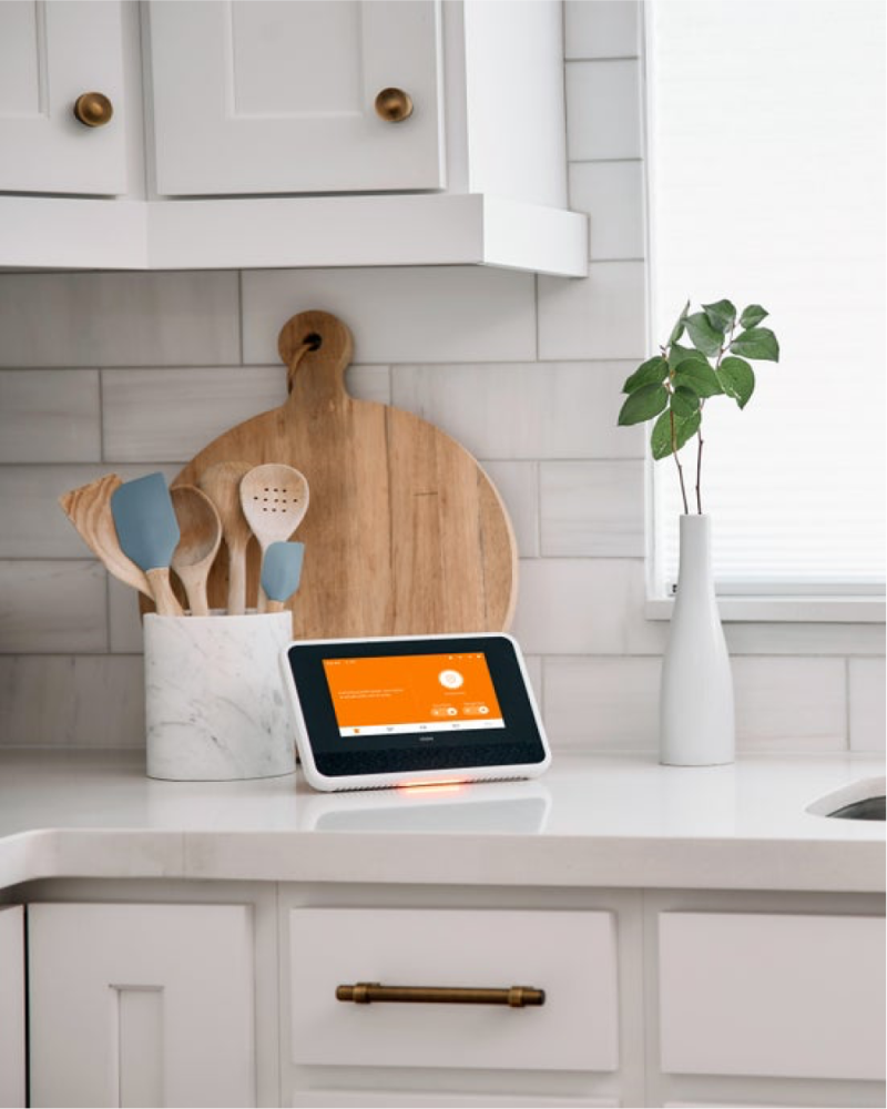 Vivint smart hub on top of a kitchen counter