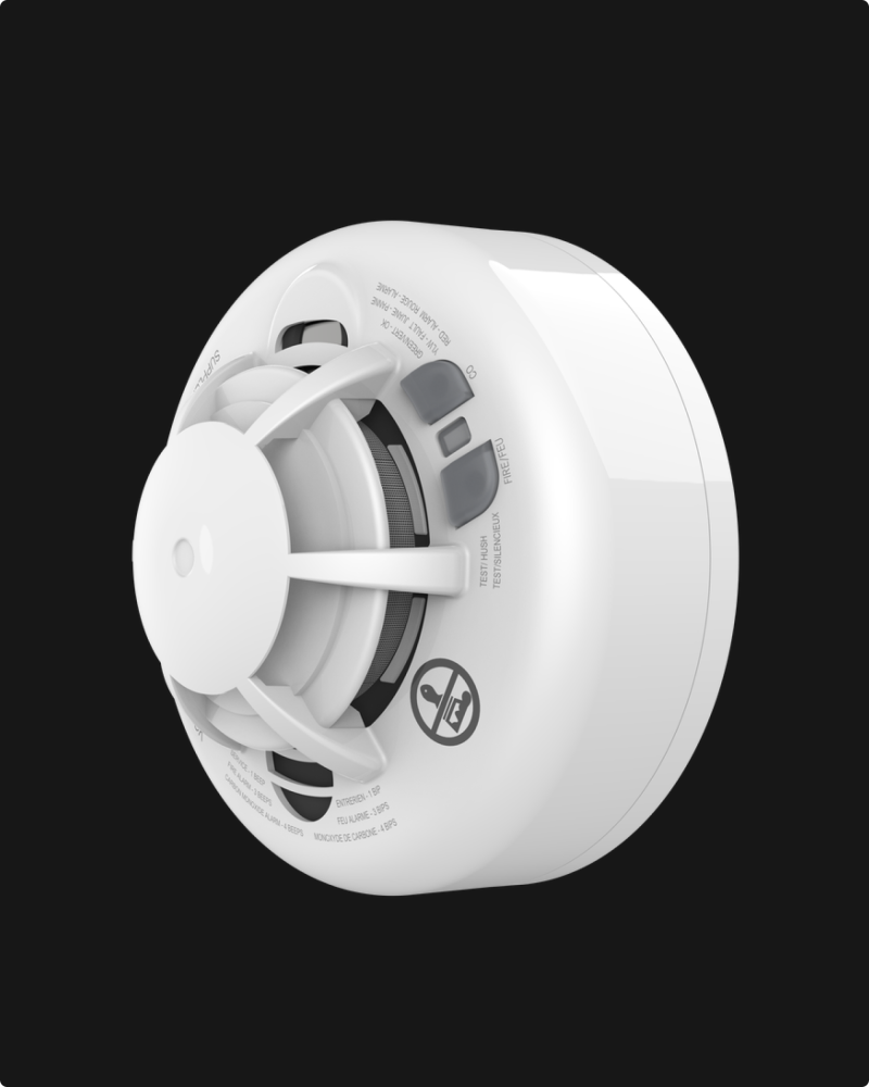 Vivint Smoke & CO Combo Detector on a black background