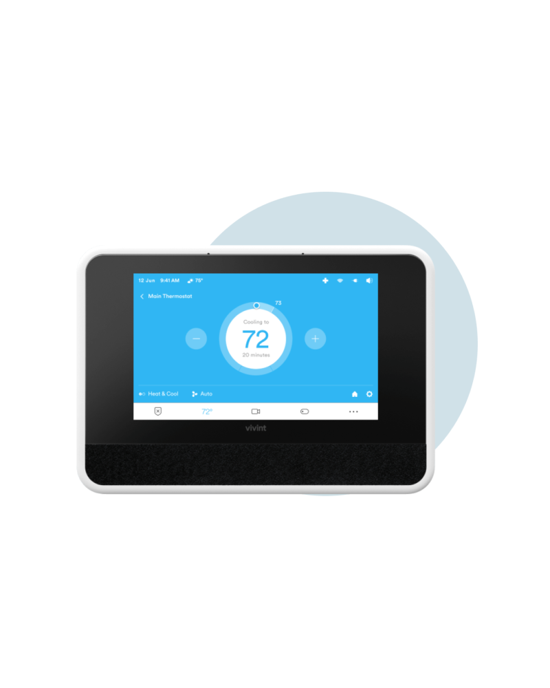 Vivint smart hub on a light blue background