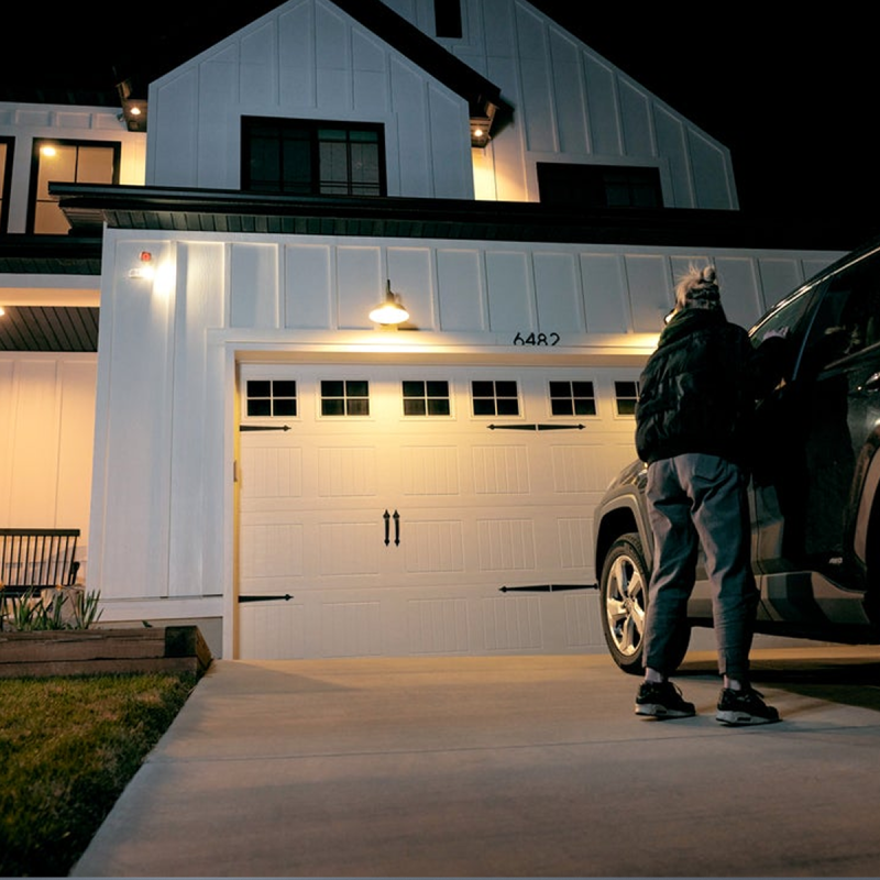 Spotlight Pro illuminates a potential car thief in a driveway