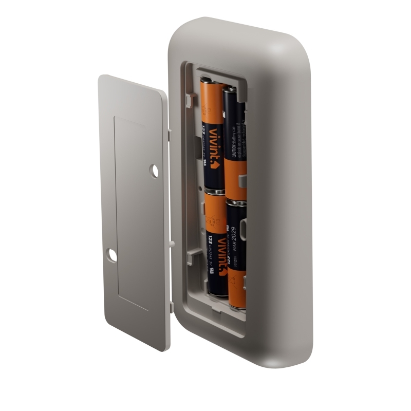 back of Vivint keypad with batteries inside