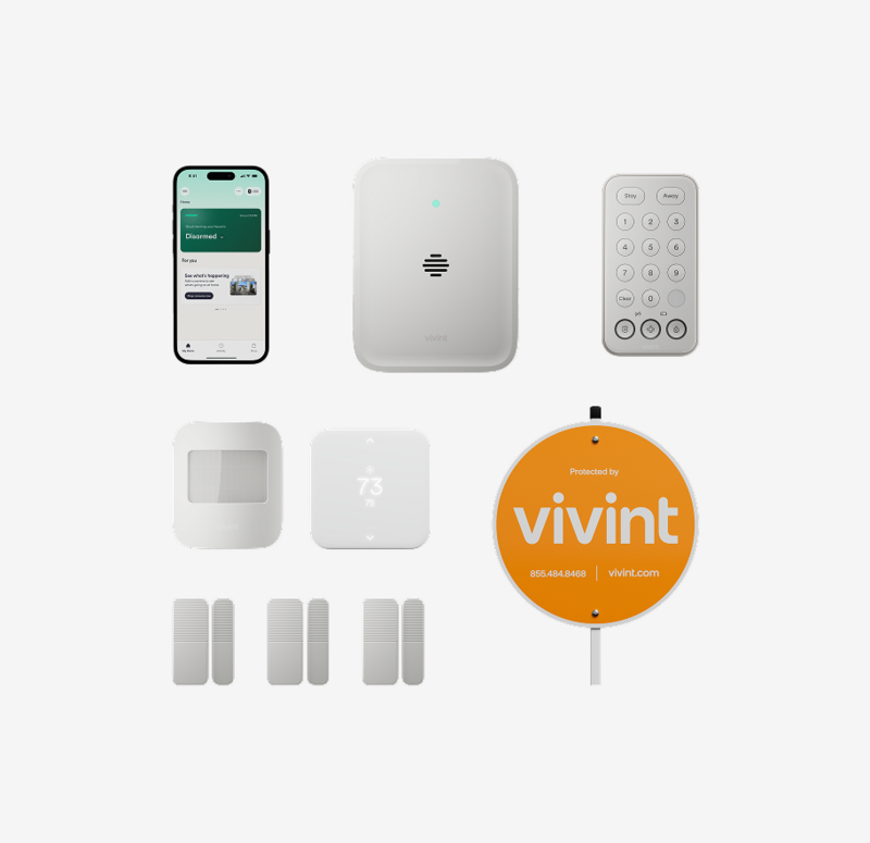 Vivint base kit and thermostat product package
