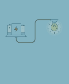 Graphic of solar battery and a light bulb