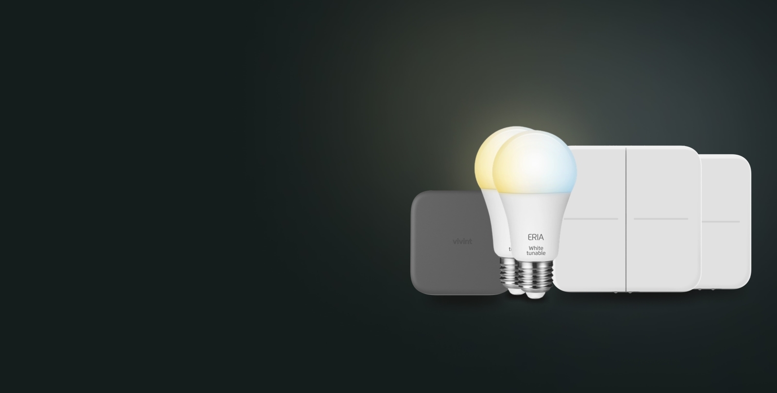 Vivint smart lighting products image with a dark background