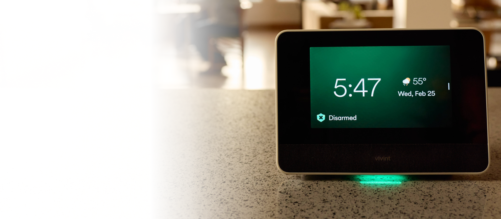 Vivint smart hub 2 on a kitchen counter