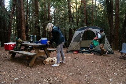 Family at a campsite.
