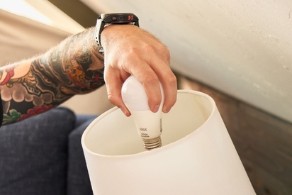 Smart light bulb in a lamp.