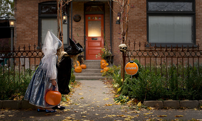 Kids out trick or treating.