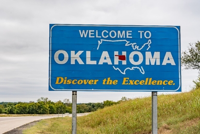 Welcome to Oklahoma road sign.