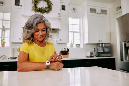 Elderly woman at home.
