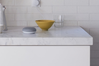 Amazon Echo in a home's kitchen.