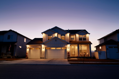 Home lit up at night