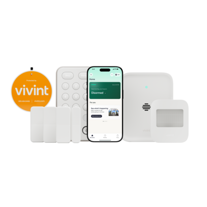 Lineup of the products in a Vivint HomeProtect system.