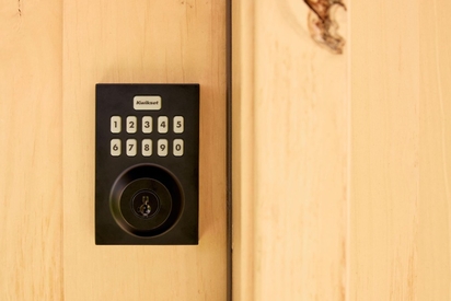 Numeric keypad on a keyless entry doorlock.