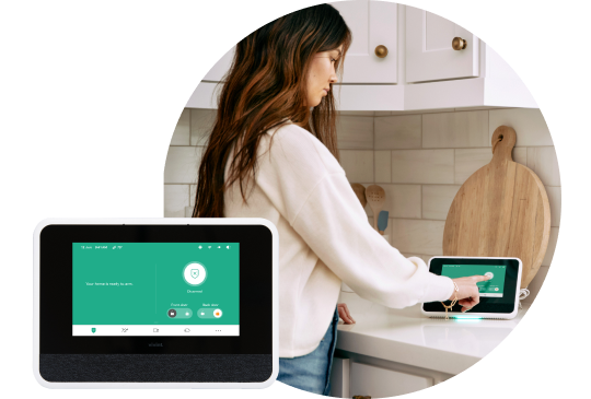 Woman using her Smart Hub to control her home