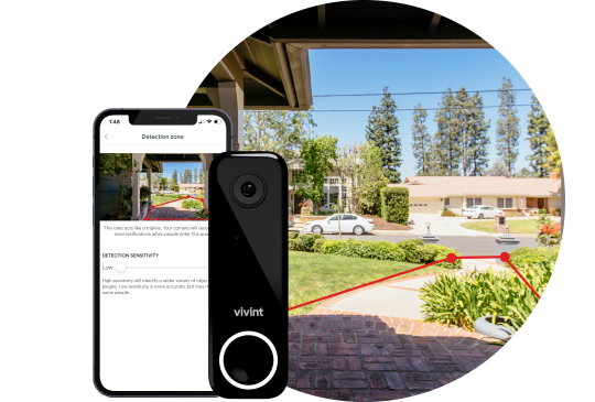 Doorbell Camera app showing custom zones on smart hub