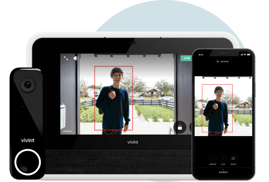 Doorbell Camera app showing someone at the front door on smart hub