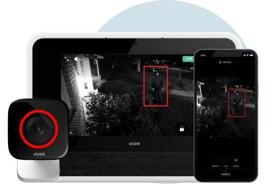 Outdoor camera with the night smart detection on Vivint smart hub and phone