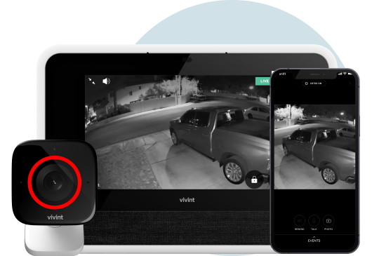 Outdoor camera with the night vision on Vivint smart hub and phone