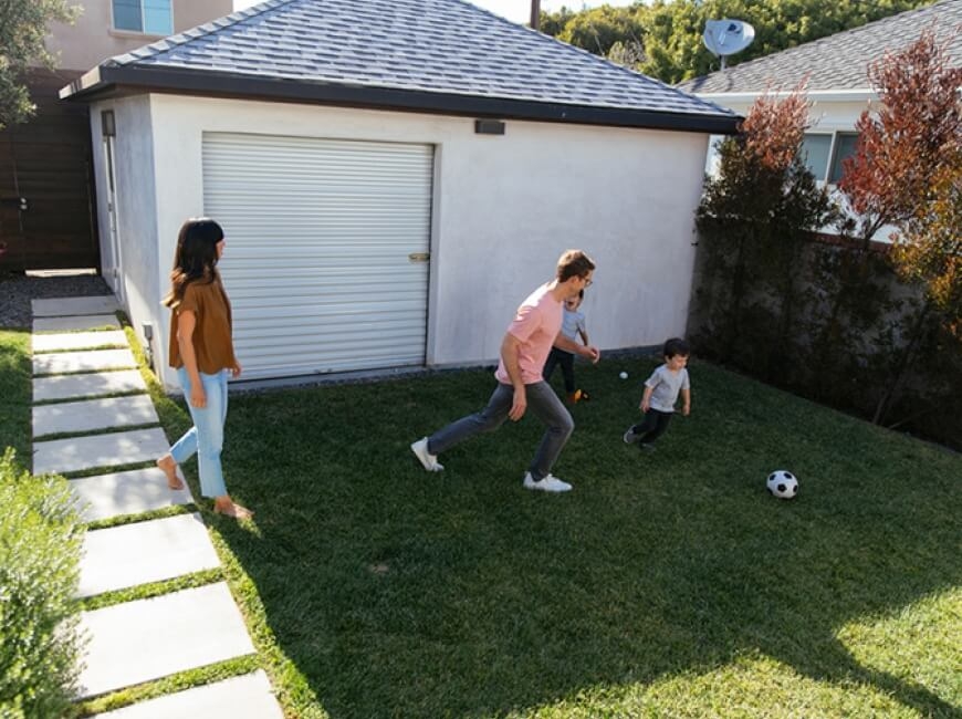 Family playing outside