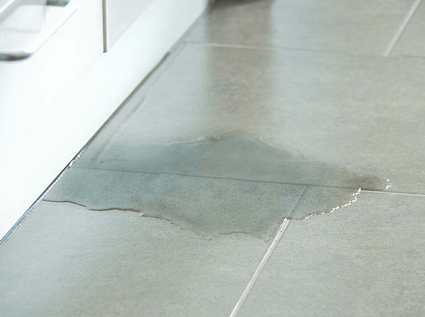 Water on bathroom floor
