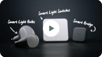 Product images of Smart Light Bulbs, the Smart Light Switch, and the Smart Bridge